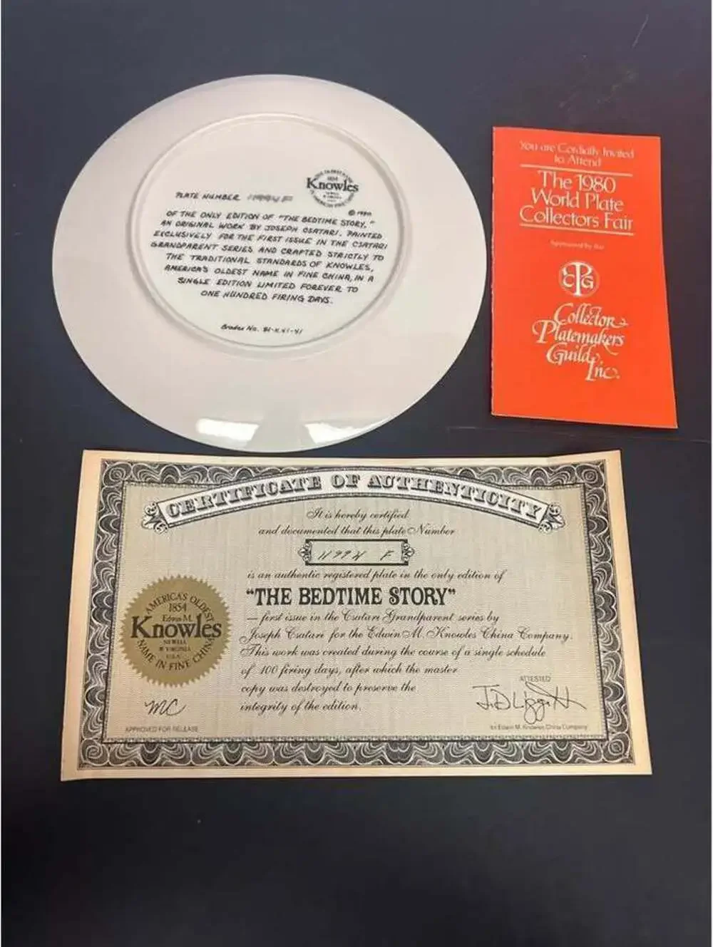 Knowles Joseph Csatari 'The Bedtime Story' Grandparent Plate 1980